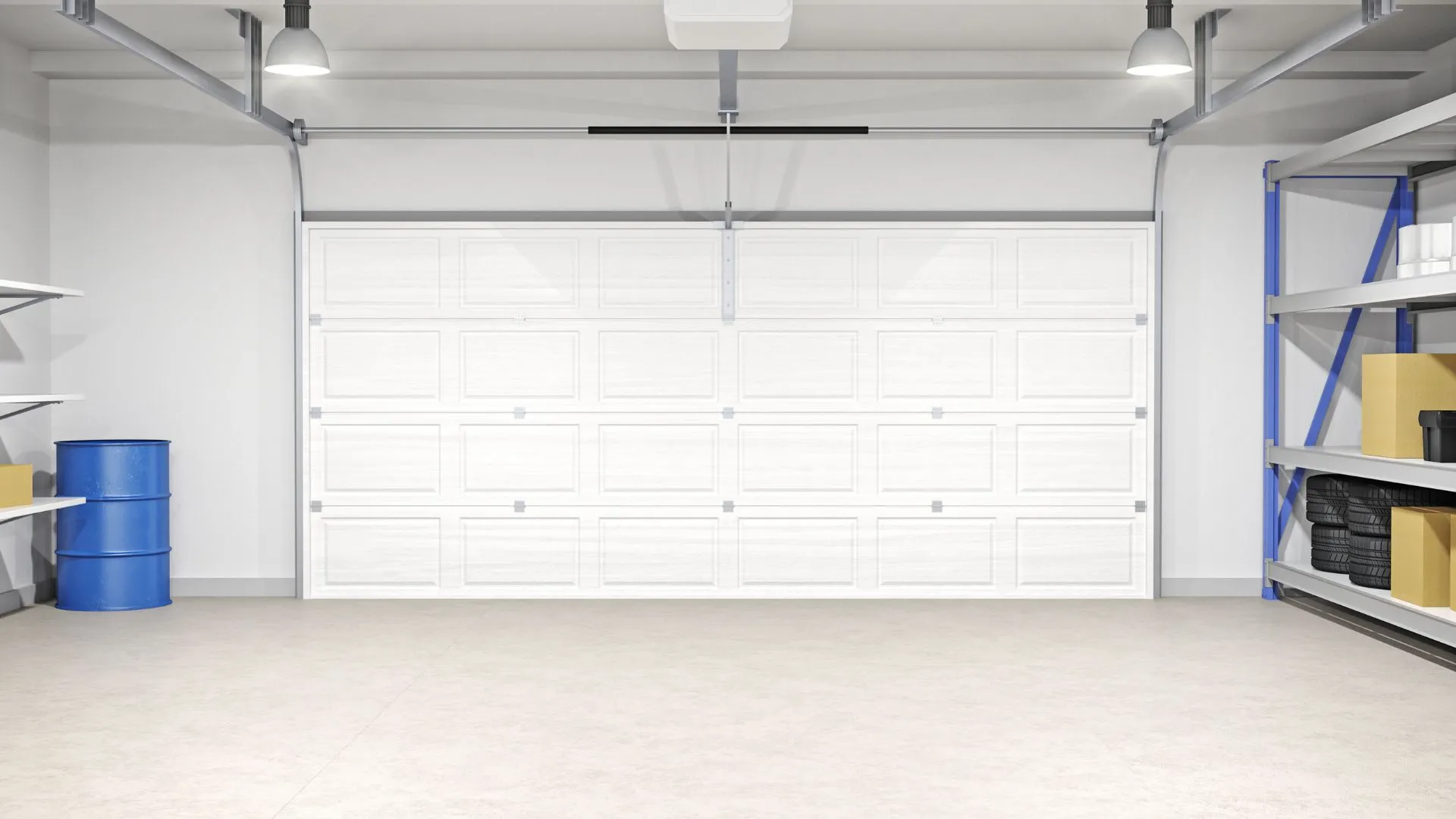 Garage door spring and hardware detail