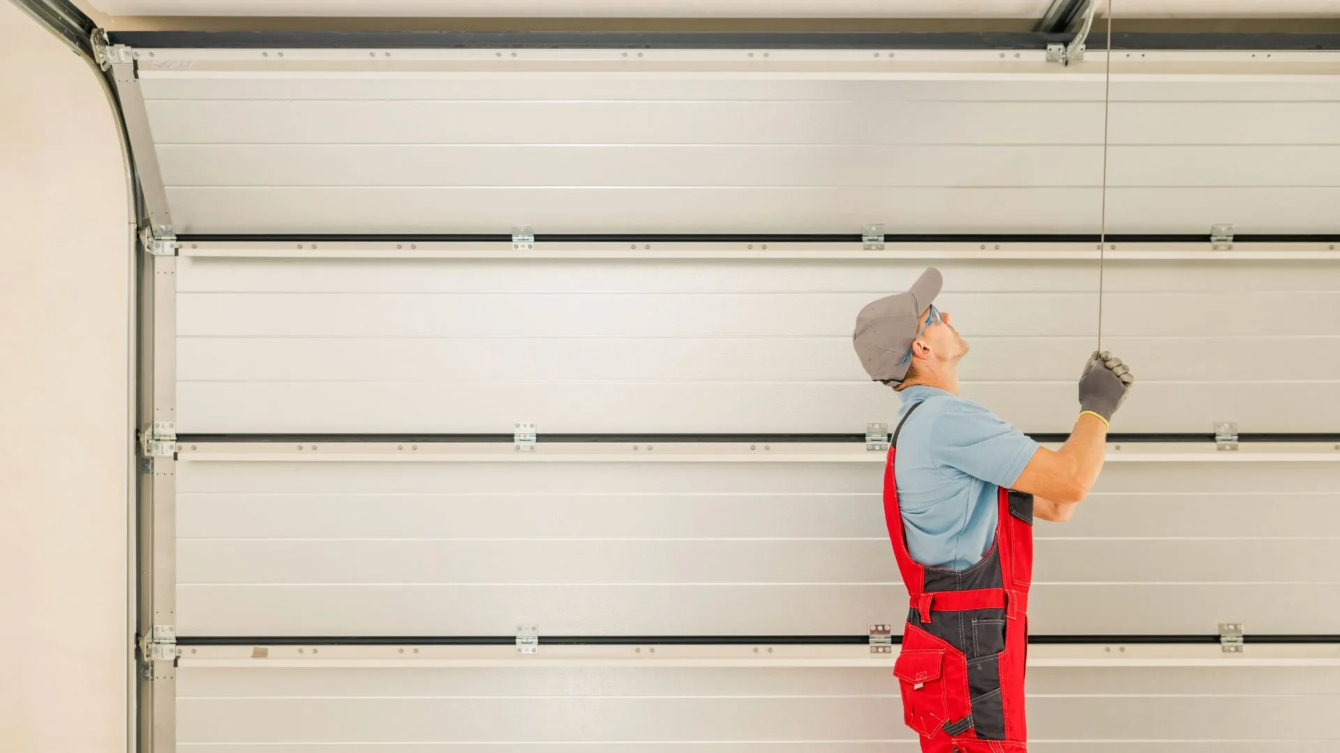 Installed residential garage door